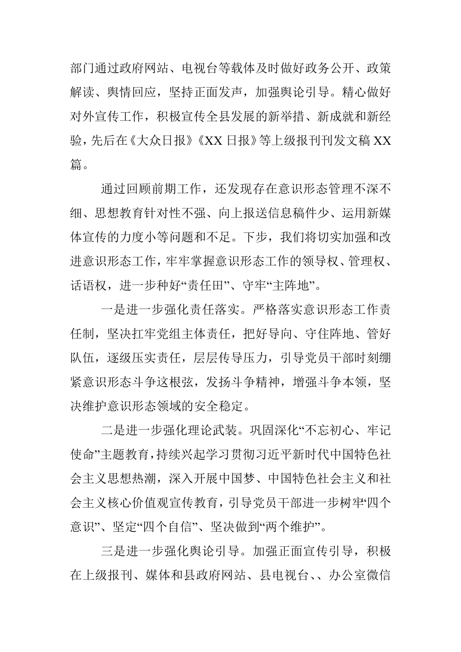 落实意识形态工作责任制情况自查报告（县人民政府办公室）.docx_第3页