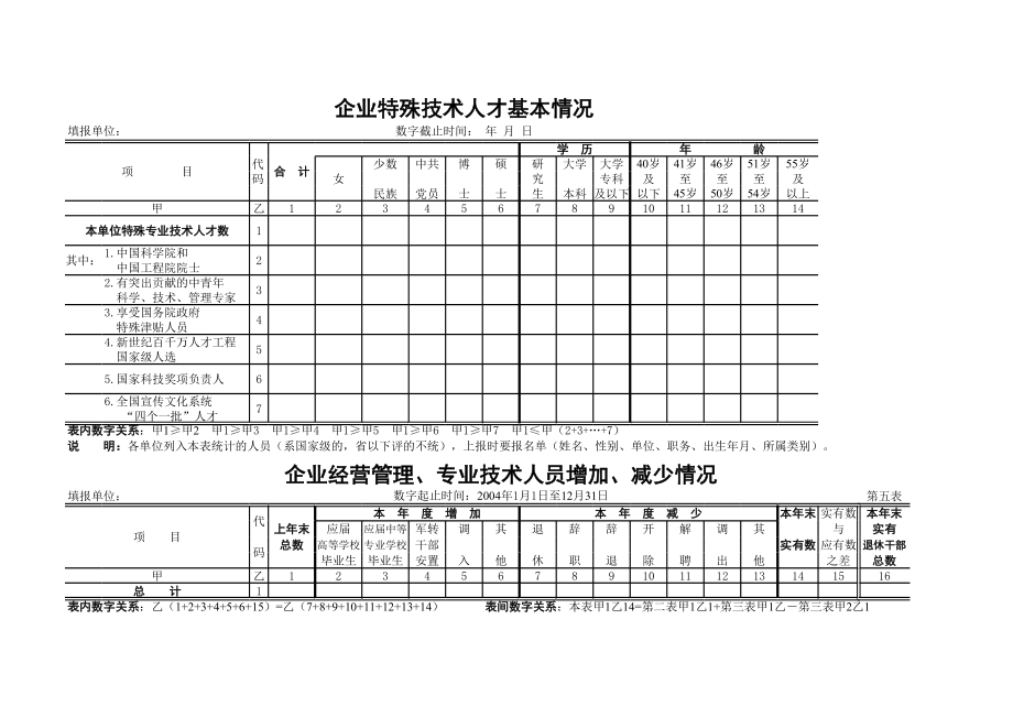 企业特殊技术人才基本情况表.xls_第1页