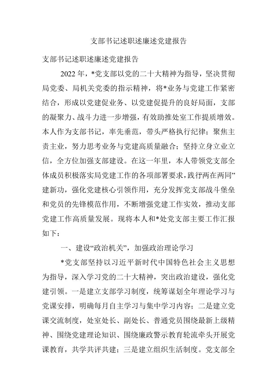 支部书记述职述廉述党建报告.docx_第1页