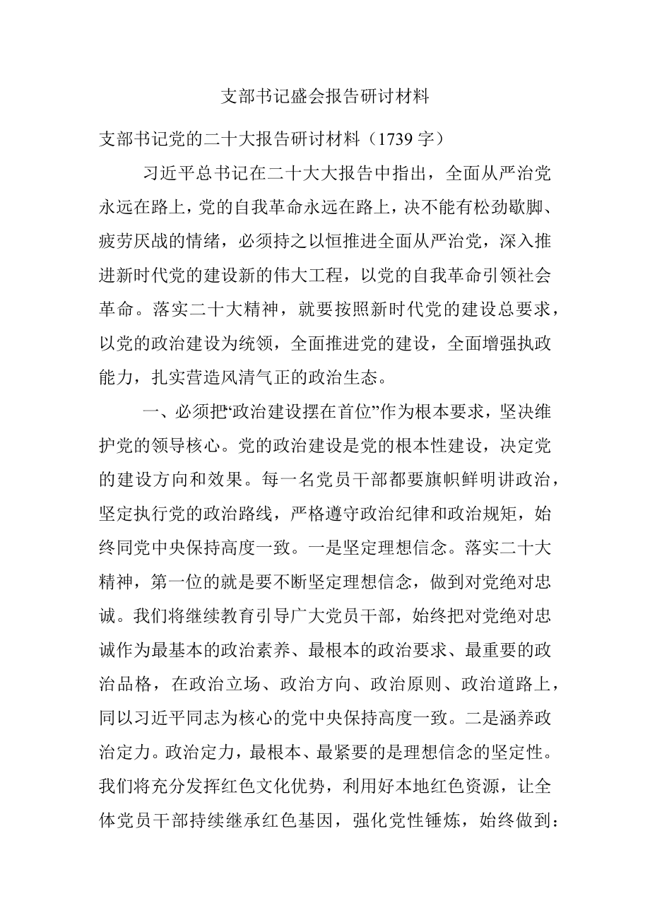 支部书记盛会报告研讨材料.docx_第1页