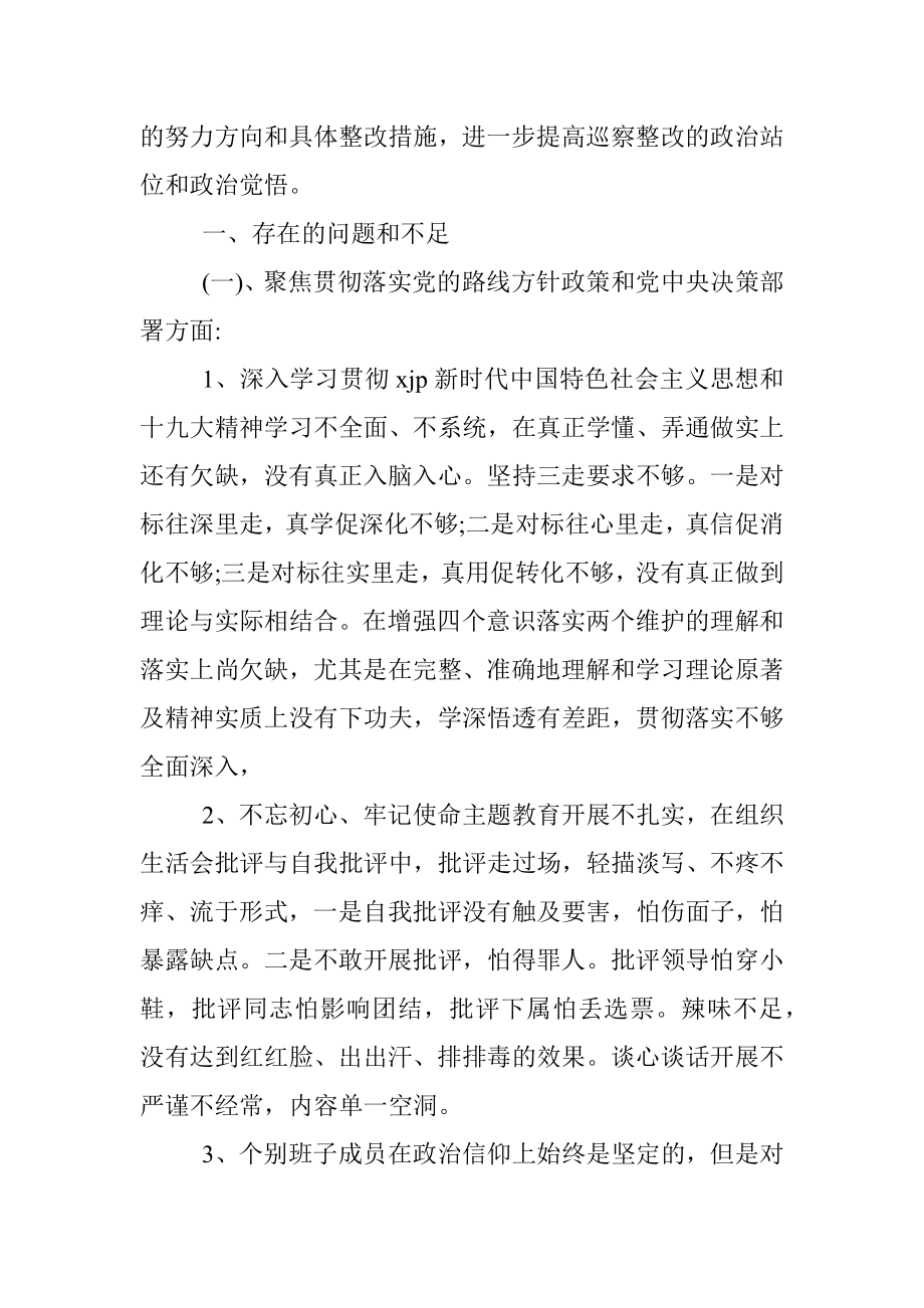 党支部班子巡察整改专题组织生活会对照检查材料.docx_第2页