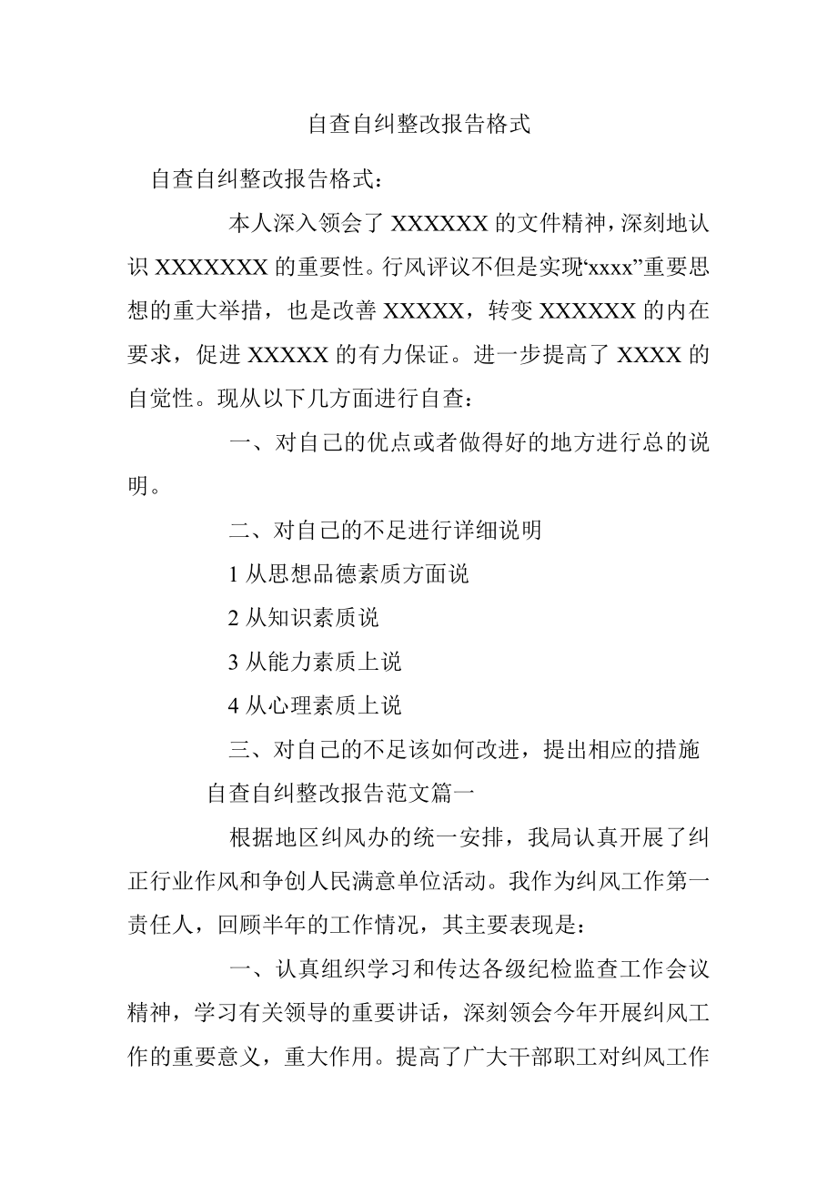 自查自纠整改报告格式.docx_第1页