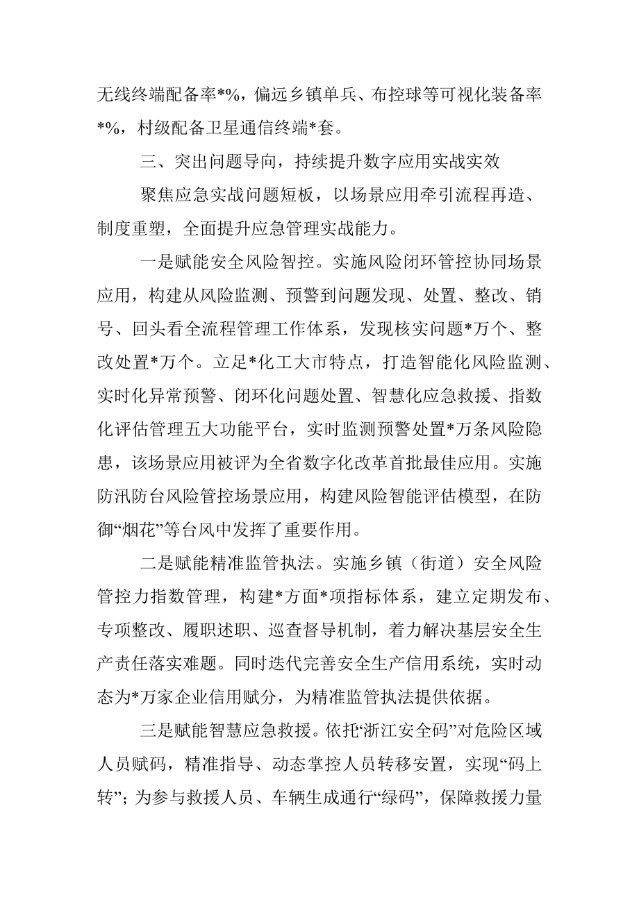 打造硬核支撑 赋能应急实战 以信息化数字化推进应急管理现代化——市应急管理局交流发言材料.docx_第3页