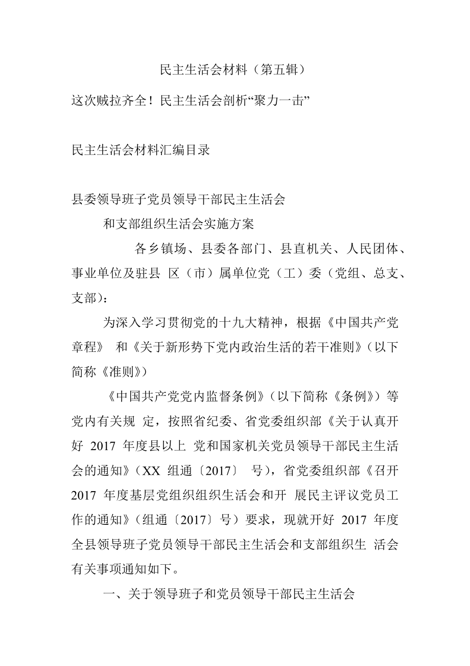 民主生活会材料（第五辑）.docx_第1页