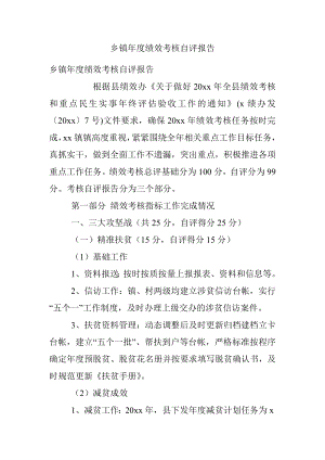 乡镇年度绩效考核自评报告.docx