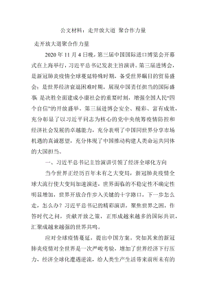 公文材料：走开放大道 聚合作力量.docx