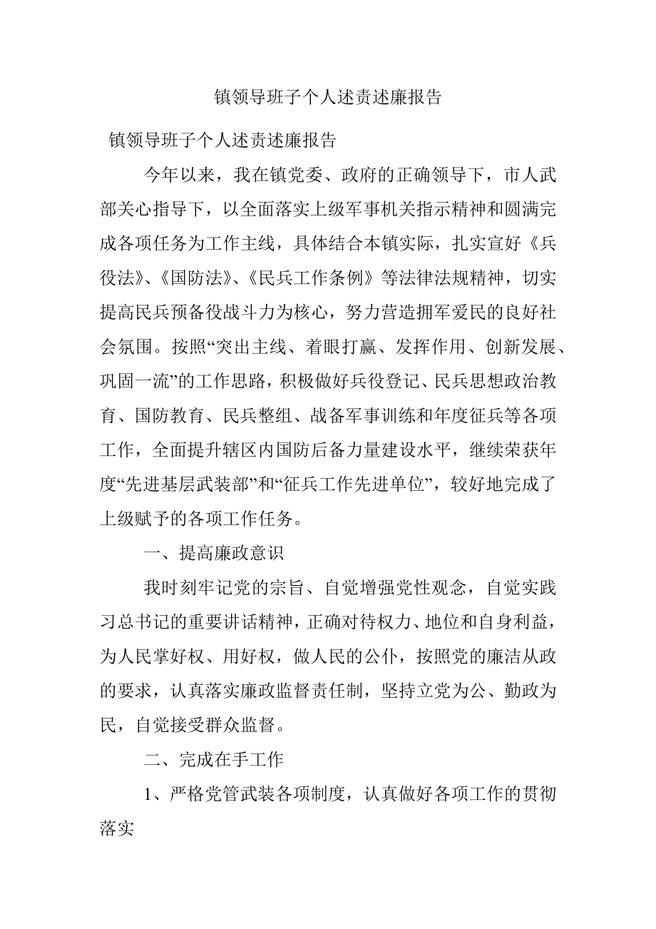 镇领导班子个人述责述廉报告.docx_第1页