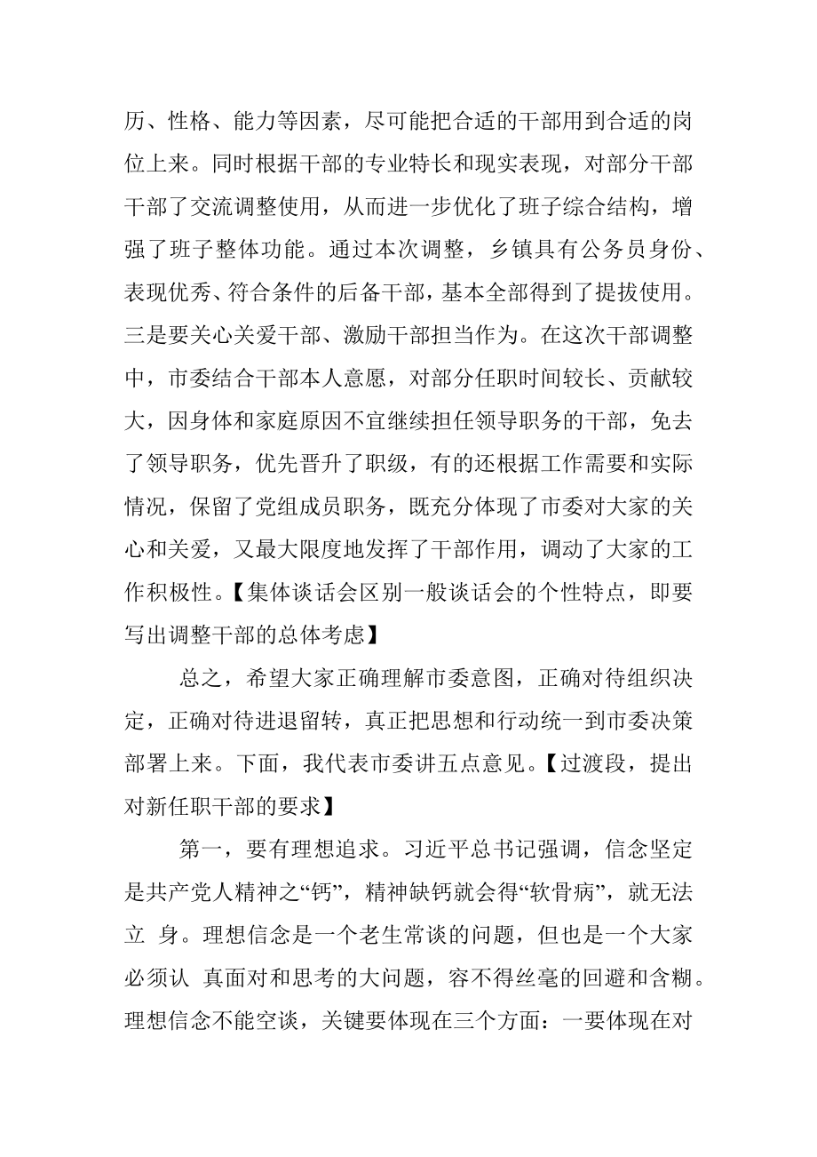 范文赏析：县级市新调整干部集体谈话会议讲话.docx_第2页