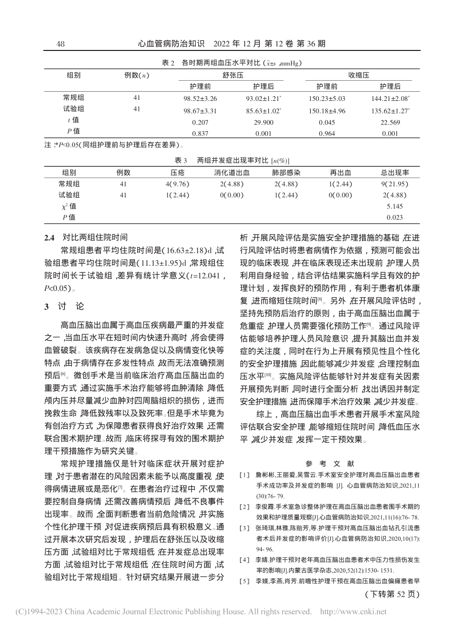 高血压脑出血手术患者实施手...结合安全护理干预的临床价值_郑小燕.pdf_第3页