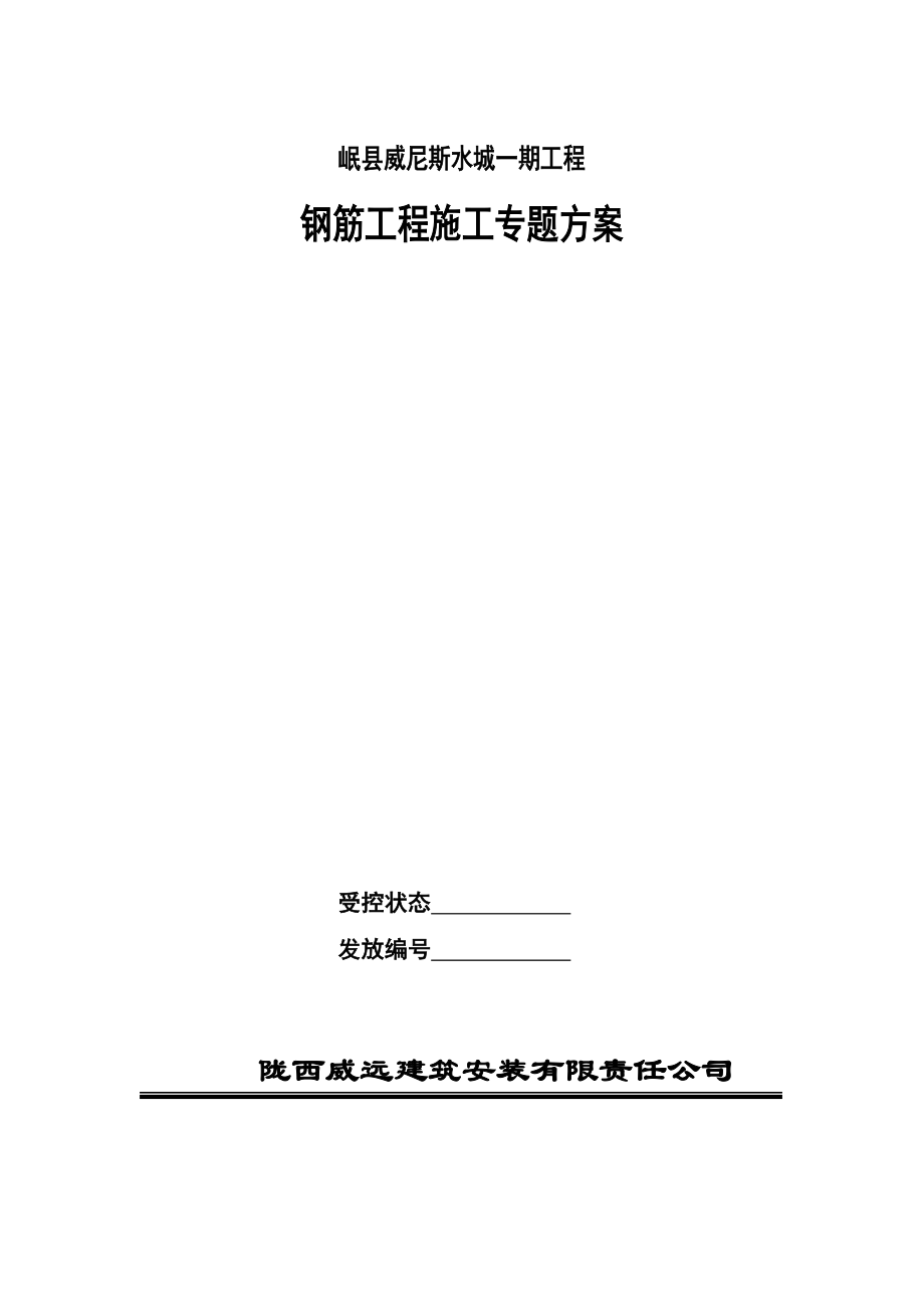 2023年岷县威尼斯水城钢筋工程施工专题方案.doc_第1页