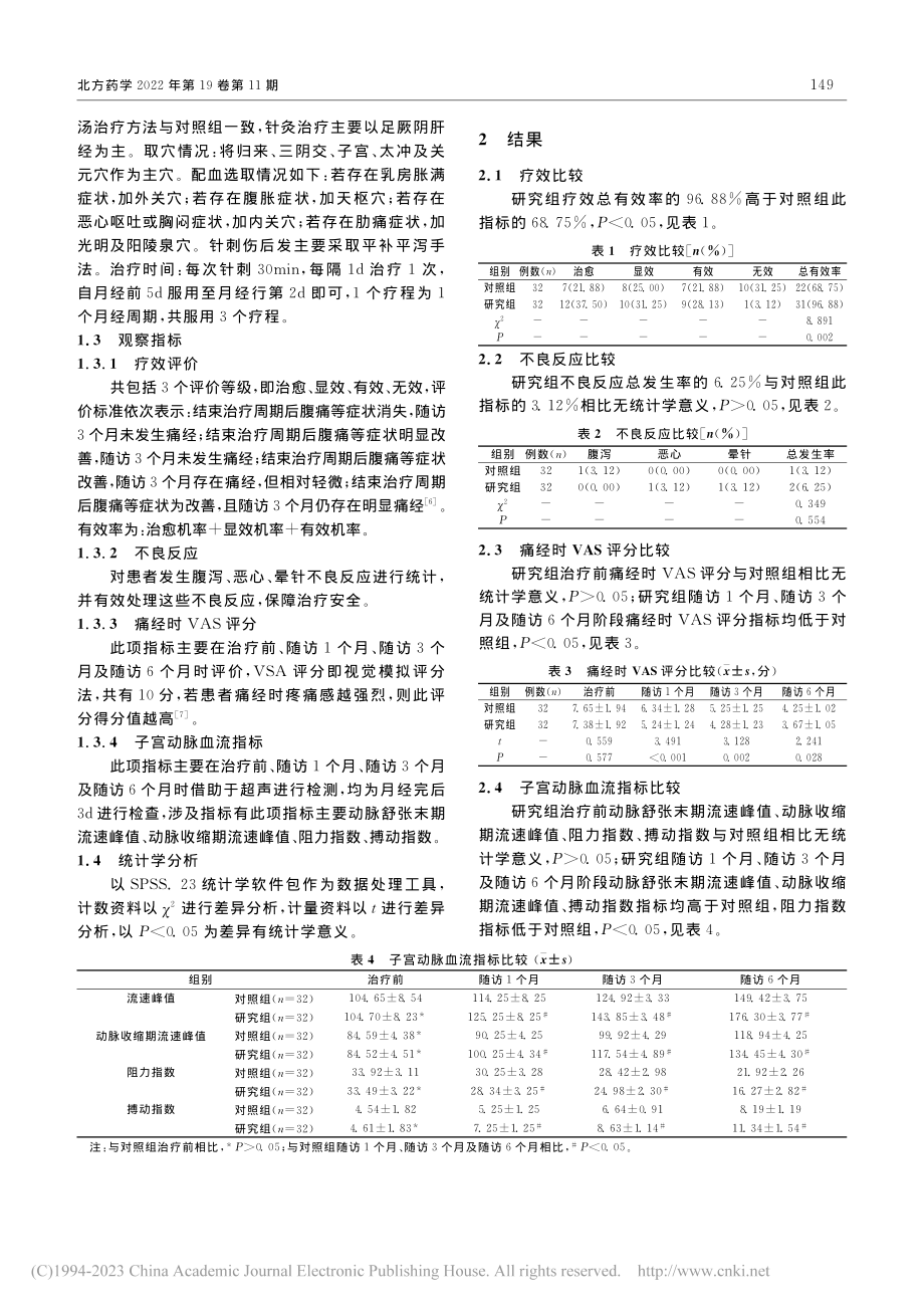 膈下逐淤汤联合针灸治疗气滞...痛经的效果观察及有效率评价_黄巧英.pdf_第2页