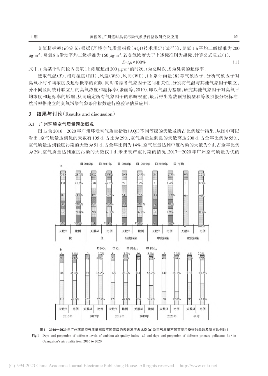 广州逐时臭氧污染气象条件指数研究及应用_黄俊.pdf_第3页