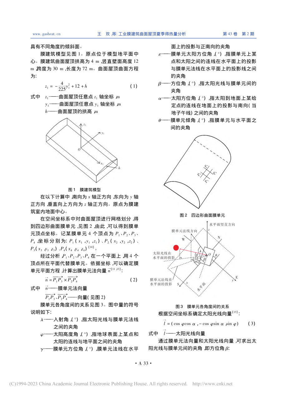 工业膜建筑曲面屋顶夏季得热量分析_王欢.pdf_第2页