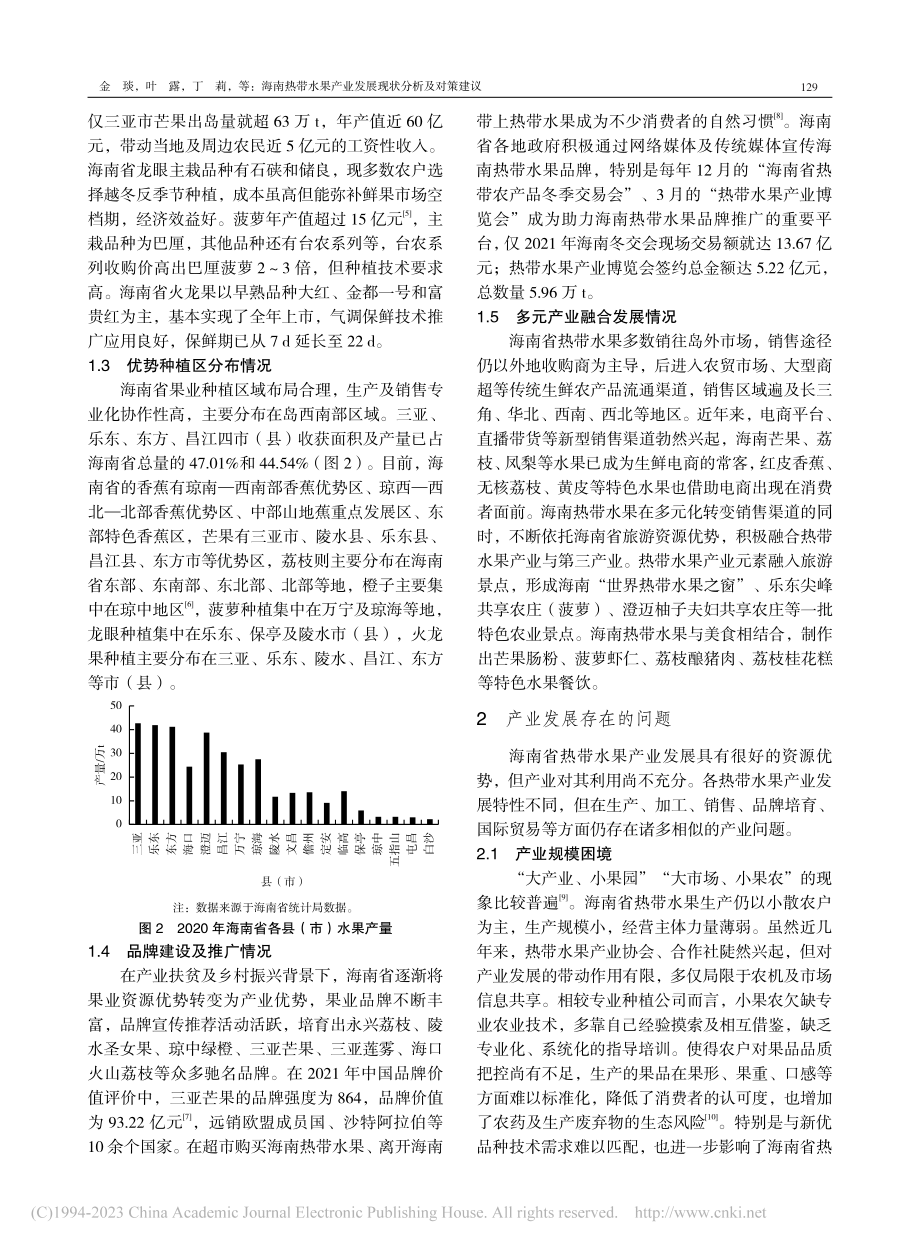 海南热带水果产业发展现状分析及对策建议_金琰.pdf_第2页