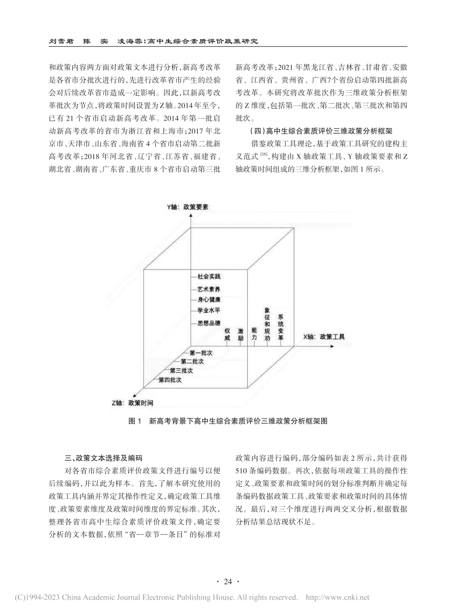 高中生综合素质评价政策研究...1省市新高考政策文本的分析_刘雪君 (1).pdf_第3页