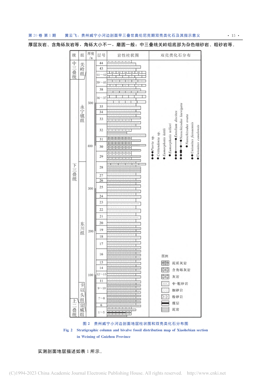 贵州威宁小河边剖面早三叠世...克期双壳类化石及其指示意义_黄云飞.pdf_第3页
