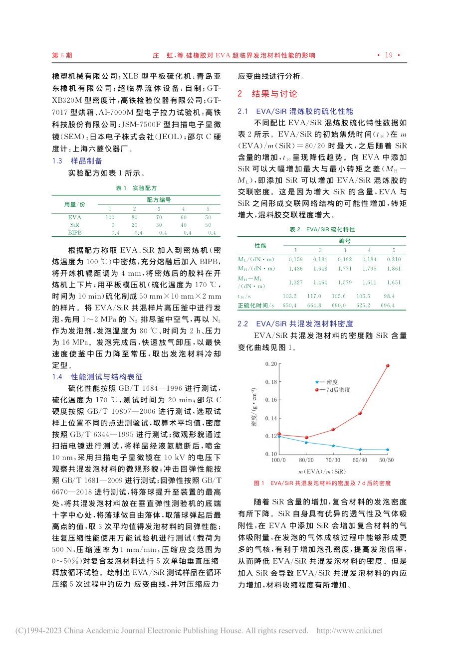 硅橡胶对EVA超临界发泡材料性能的影响_庄虹.pdf_第2页