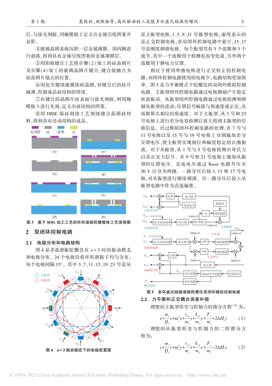 高压驱动的三波腹多环盘式硅微陀螺仪_夏敦柱.pdf_第3页