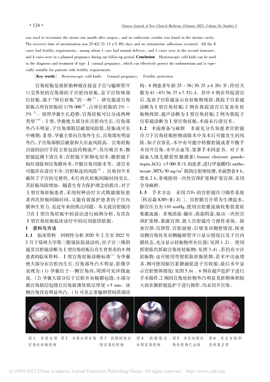 宫腔镜冷刀治疗Ⅰ型宫角妊娠8例临床分析_乔明静.pdf_第2页