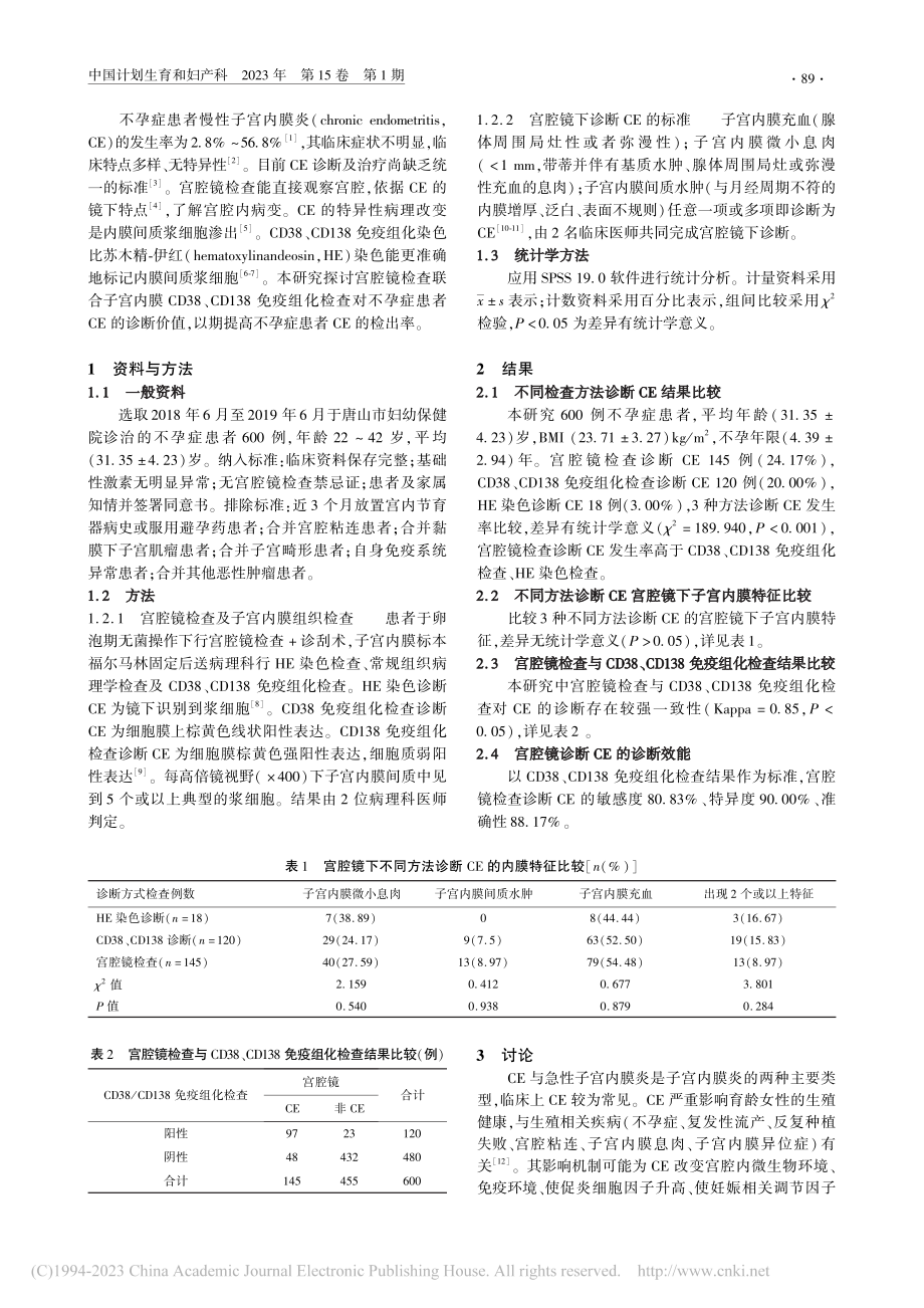 宫腔镜检查联合子宫内膜CD...性子宫内膜炎的诊断价值研究_张惠娟.pdf_第2页