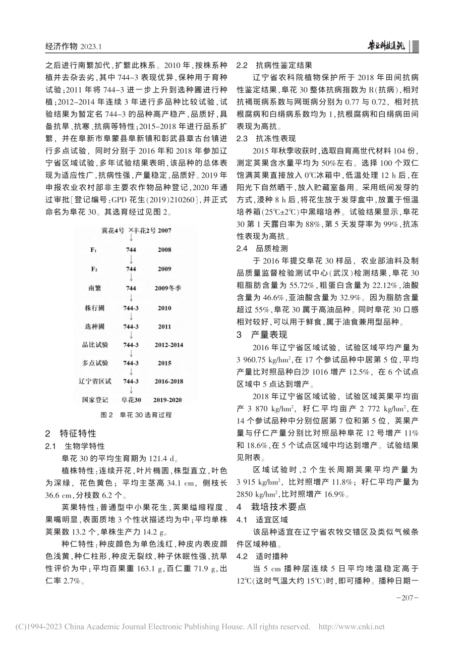 高油抗冻花生新品种阜花30的选育及栽培技术_金振.pdf_第2页