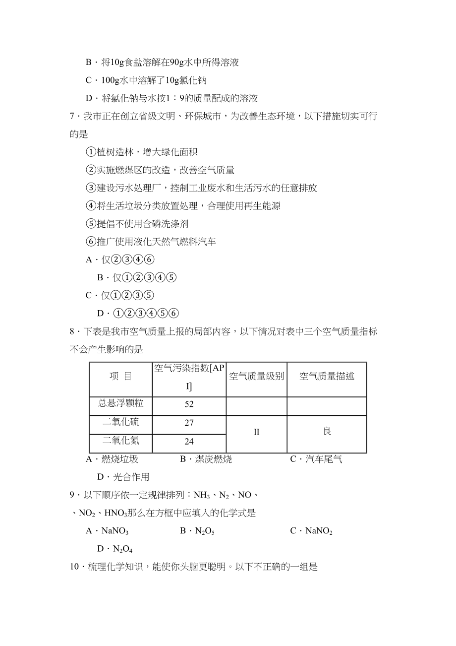 2023年度泰安肥城第二学期八年级学习效果评价初中化学.docx_第2页