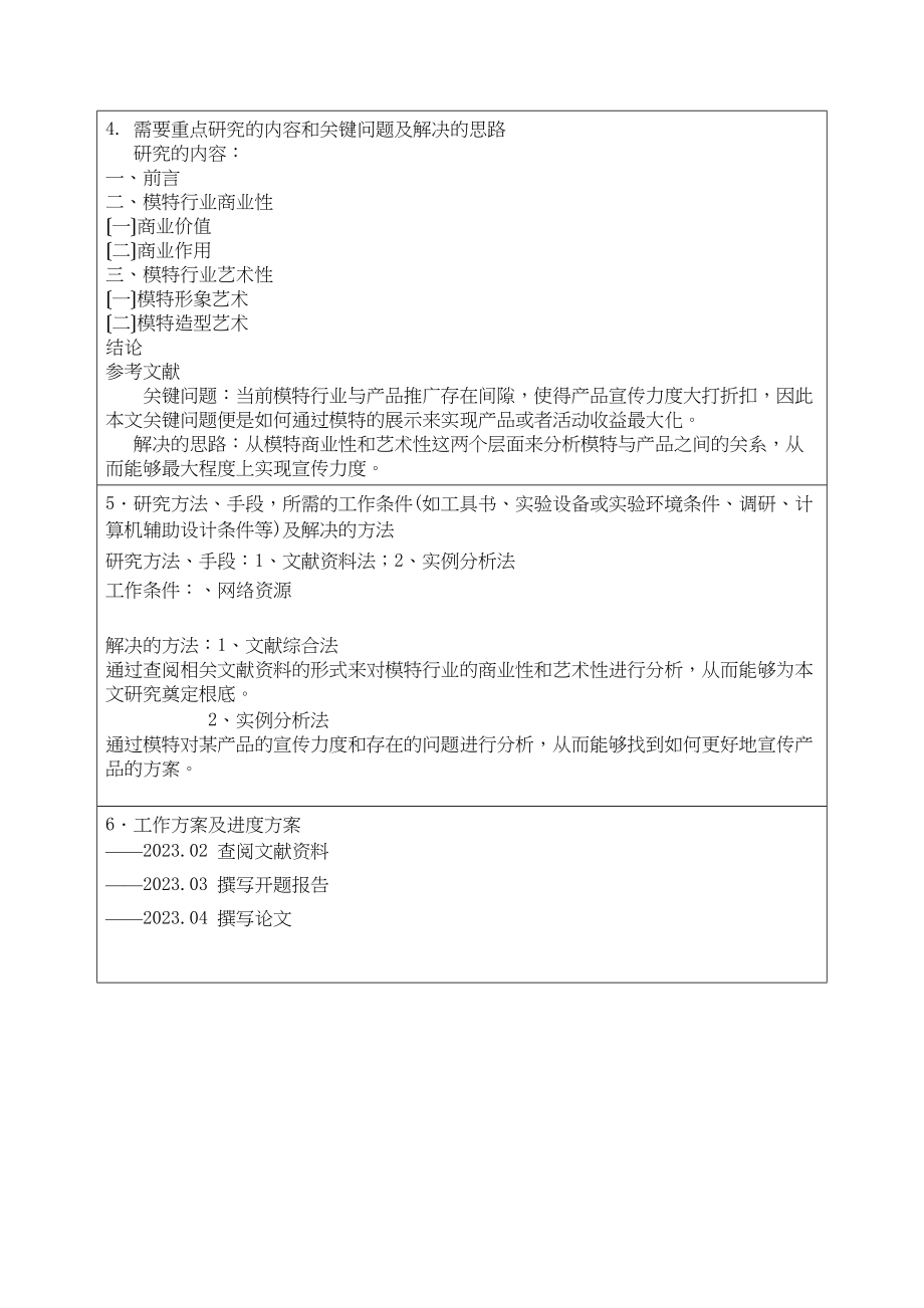 2023年模特行业的商业性和艺术性开题报告.docx_第3页