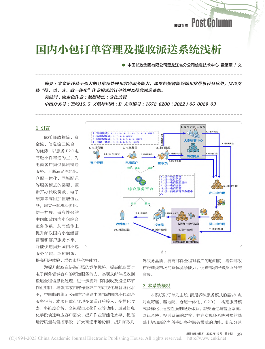 国内小包订单管理及揽收派送系统浅析_孟繁军.pdf_第1页