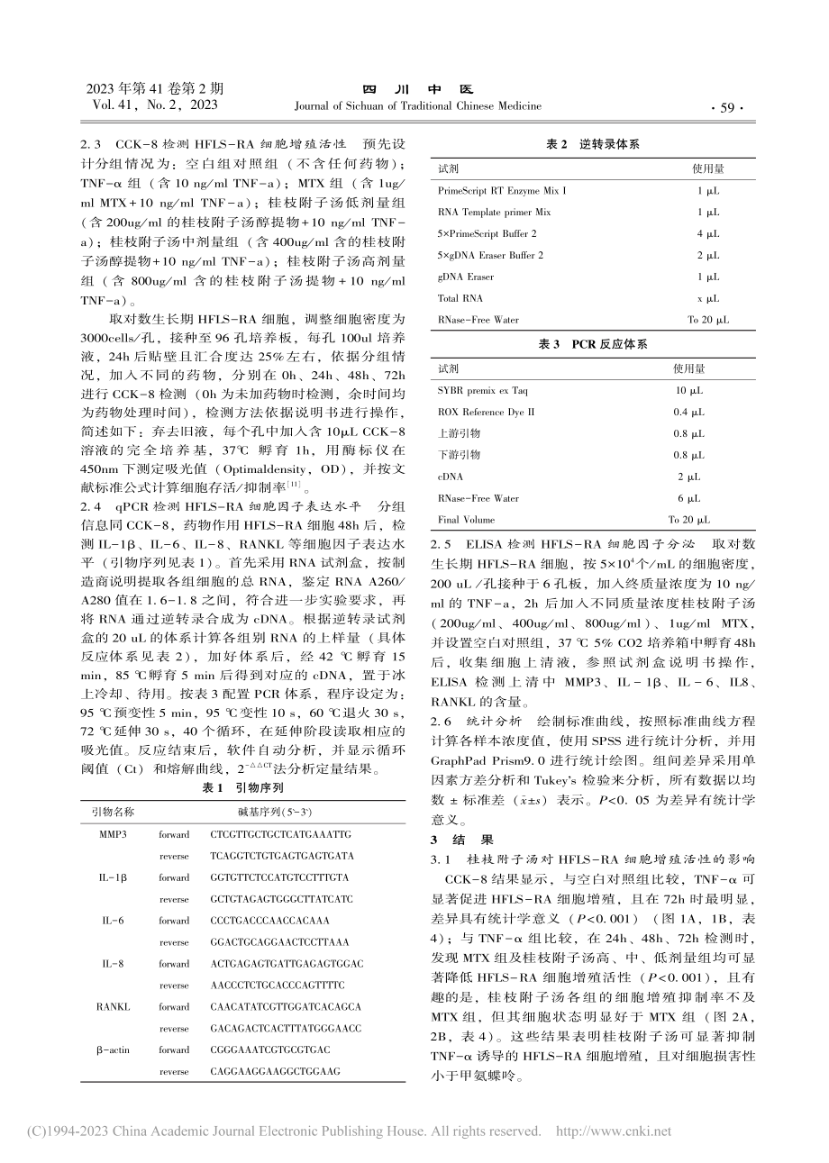 桂枝附子汤对TNF-α诱导...样滑膜细胞增殖及分泌的影响_石颖.pdf_第3页