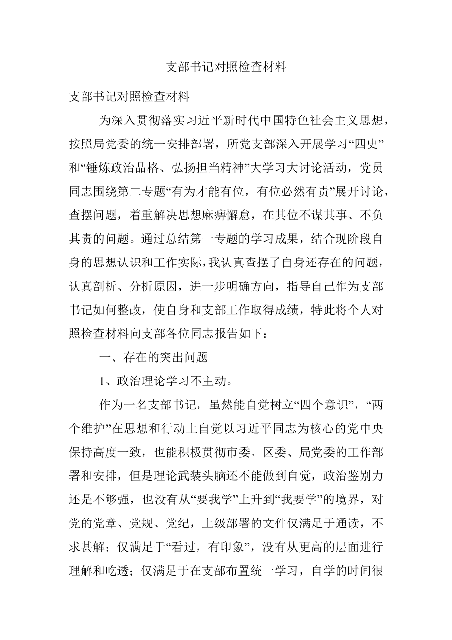 支部书记对照检查材料.docx_第1页