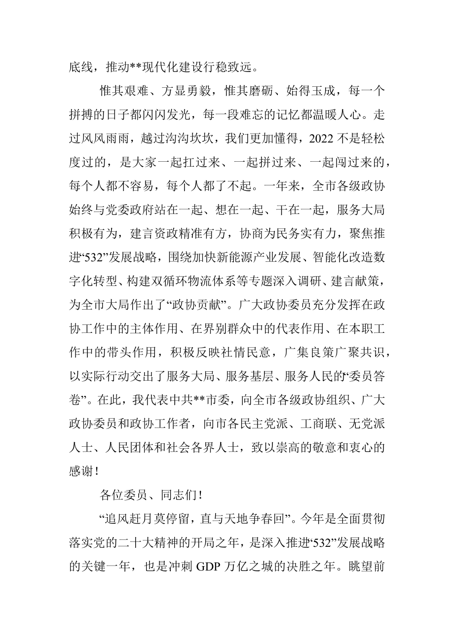 在某市政协十五届二次会议开幕会上的讲话.docx_第3页