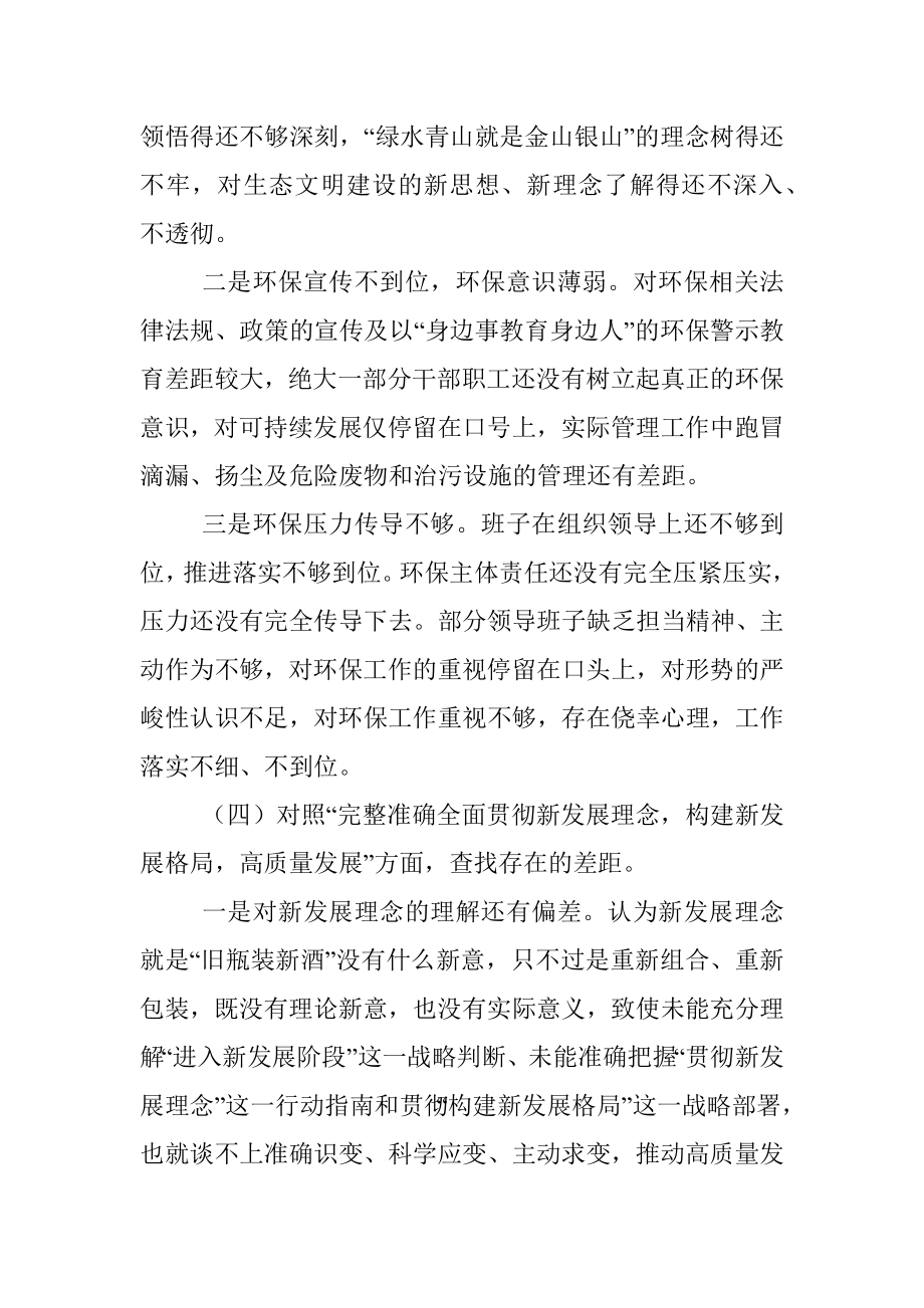 生态环境督察整改专题民主生活会班子对照检查.docx_第3页