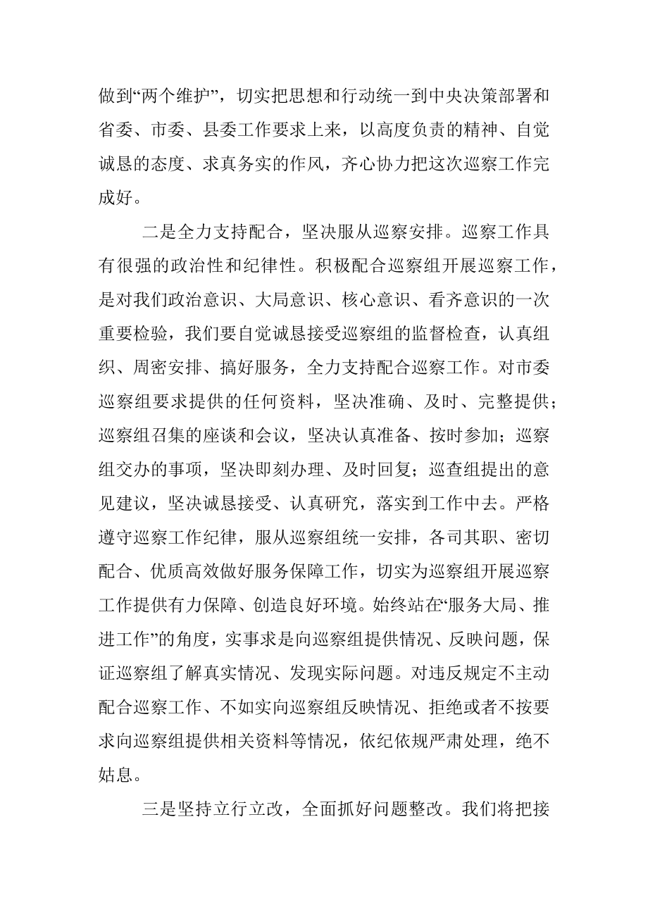 在市委第X巡察组巡察某镇工作动员会上的表态发言.docx_第2页