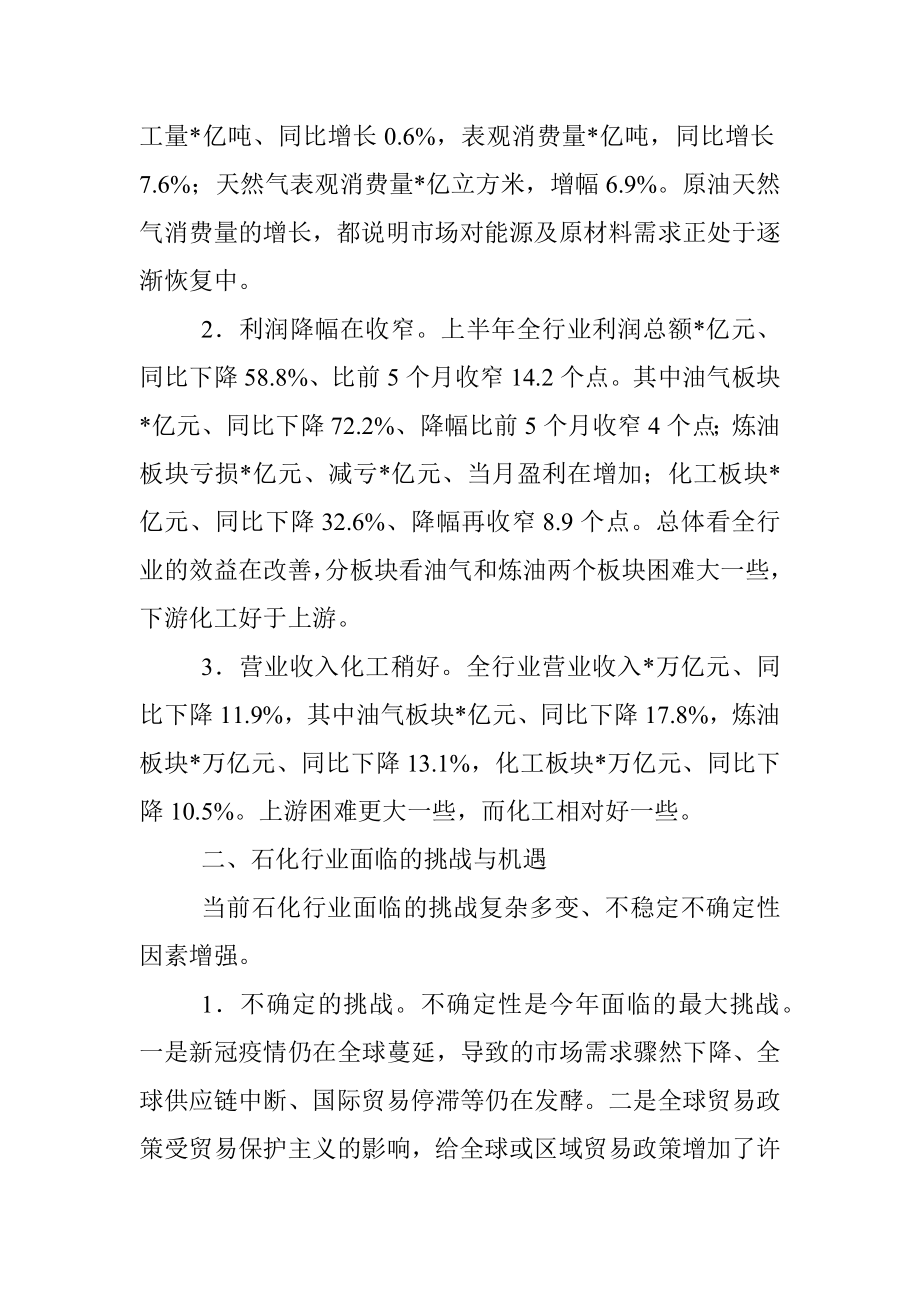 副会长在石油和化工行业经济形势分析会上的讲话.docx_第2页