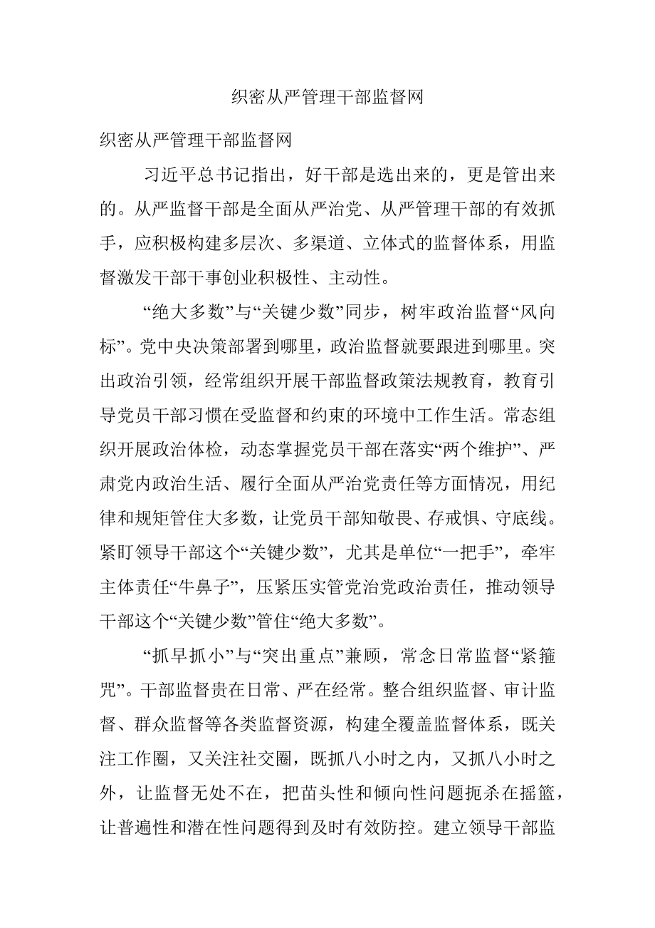 织密从严管理干部监督网.docx_第1页