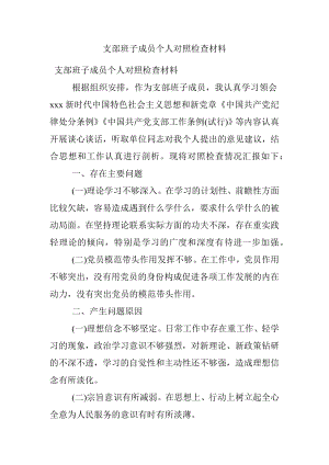 支部班子成员个人对照检查材料.docx