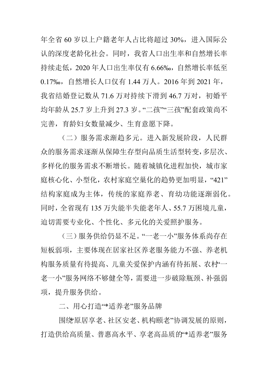 省民政厅党厅长在解决好“一老一小”问题推进会上讲话.docx_第2页