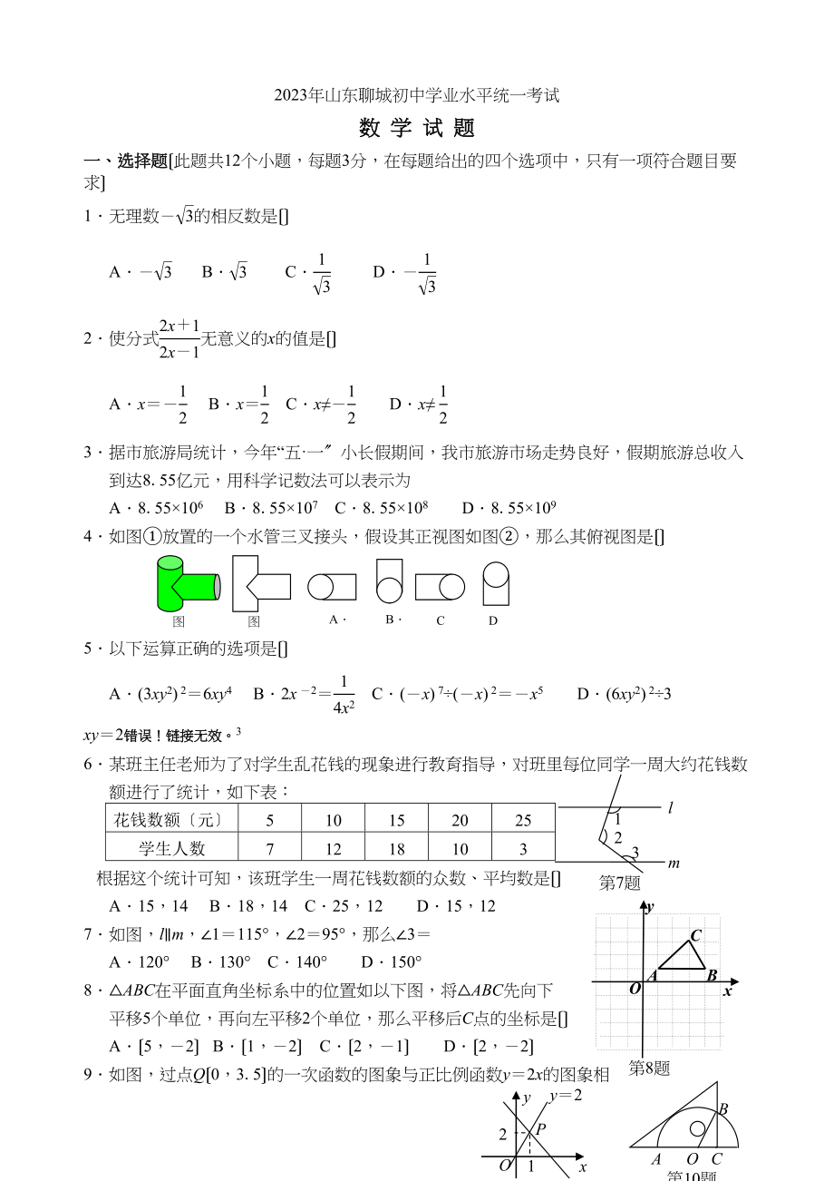 2023年全国各地中考数学试题120套（中）山东聊城初中数学.docx_第1页