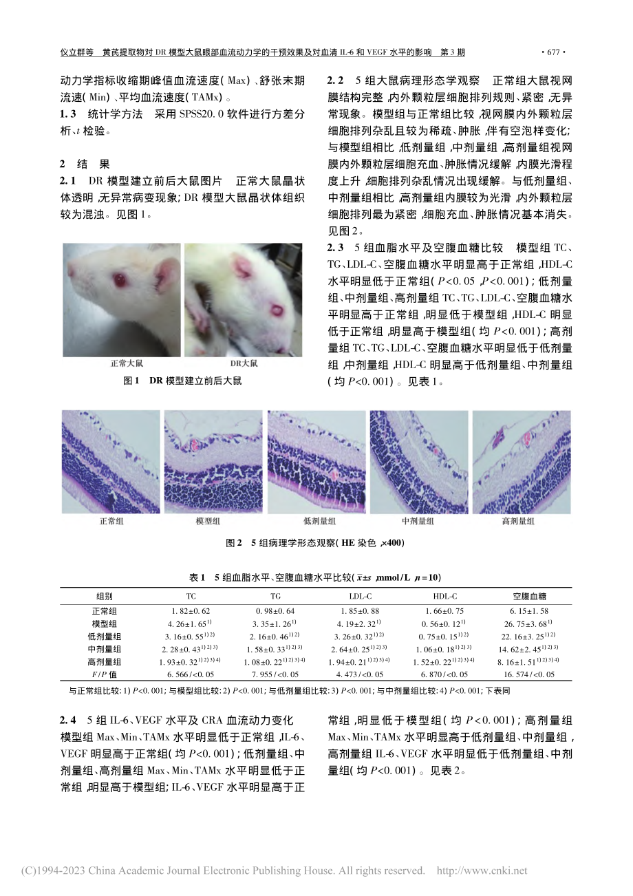 黄芪提取物对DR模型大鼠眼...L-6和VEGF水平的影响_仪立群.pdf_第3页