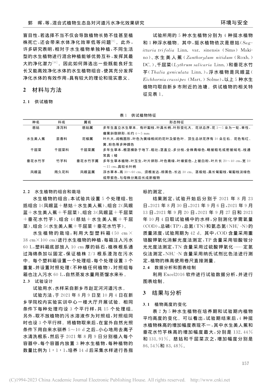 混合式植物生态岛对河道污水净化效果研究_郭晖.pdf_第2页