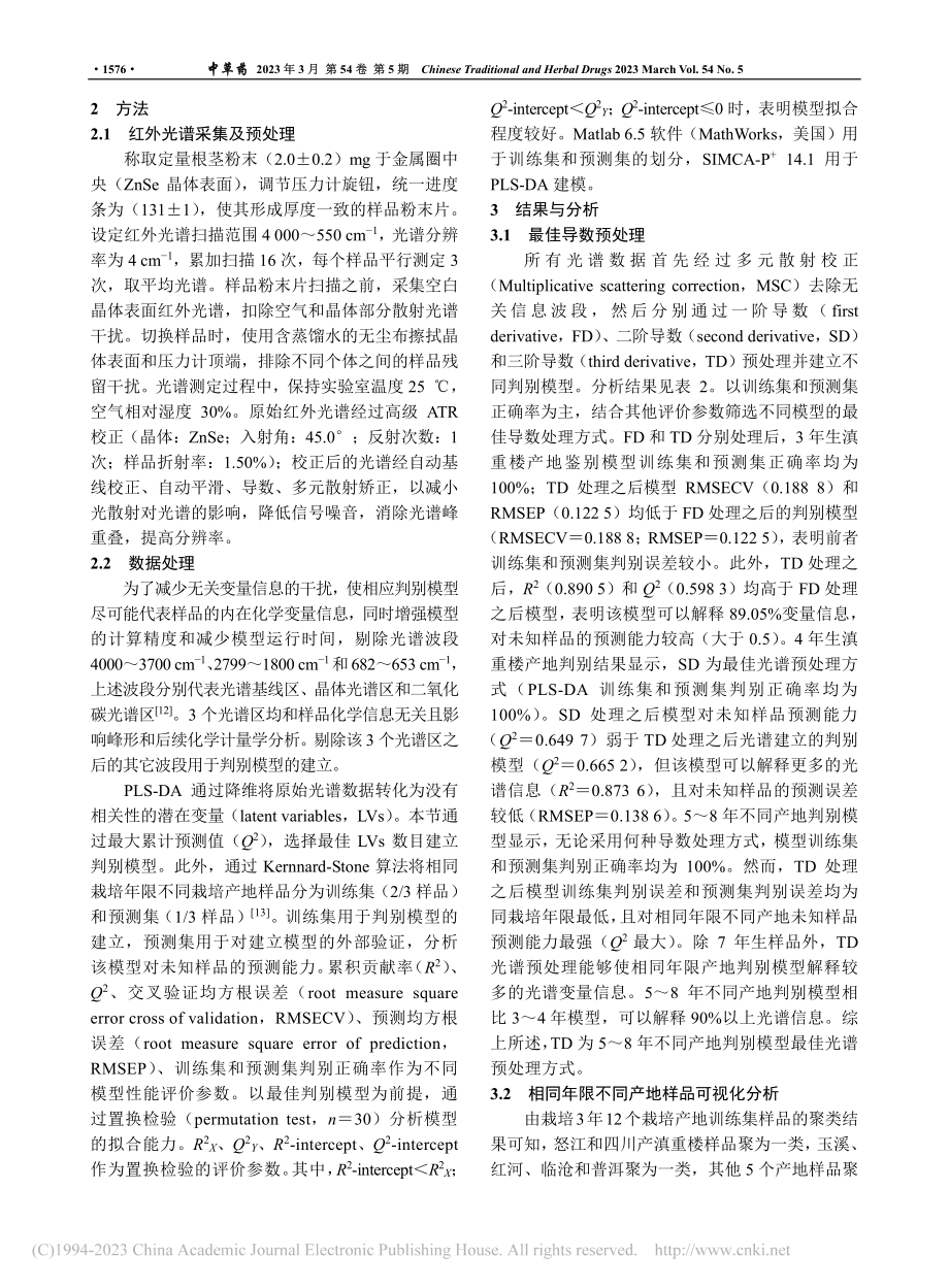 红外光谱结合化学计量学对栽培滇重楼的产地鉴别研究_王元忠.pdf_第3页