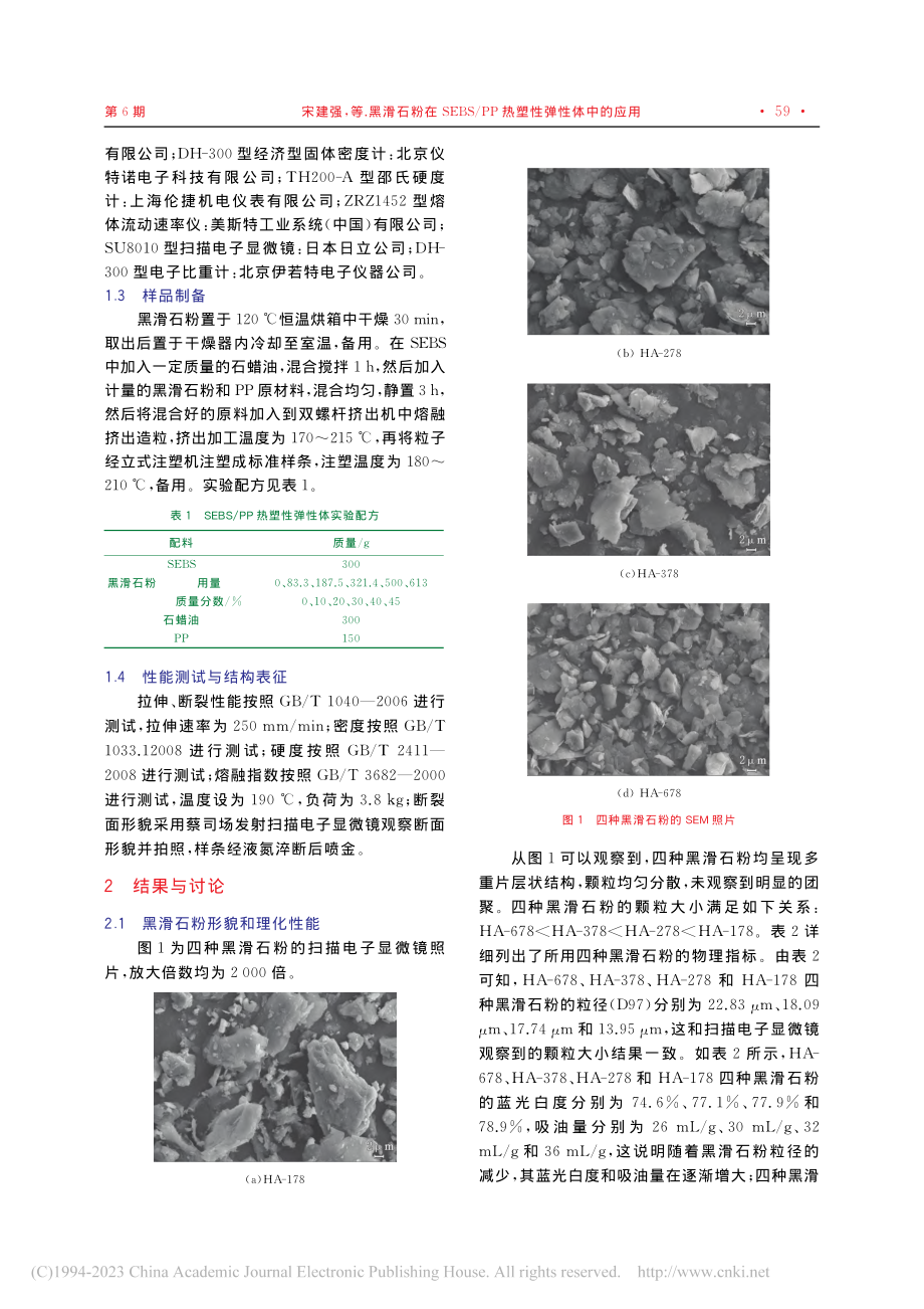 黑滑石粉在SEBS_PP热塑性弹性体中的应用_宋建强.pdf_第2页