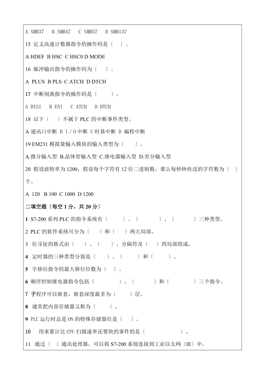 2023年可编程控制器技术应用PLC试卷3.doc_第3页