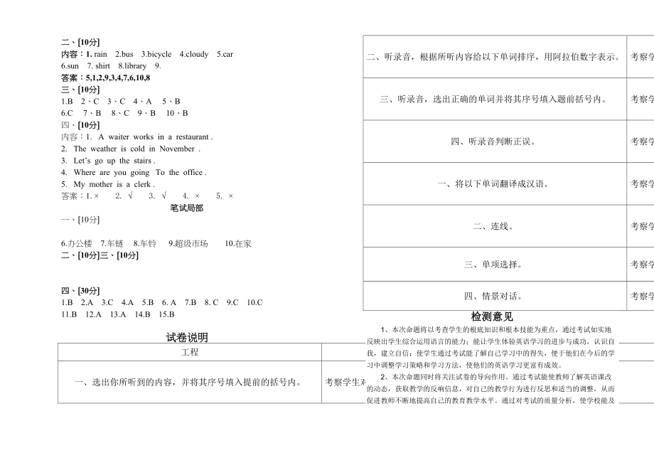 2023年四年级英语期中试卷及答案冀教版.docx_第3页