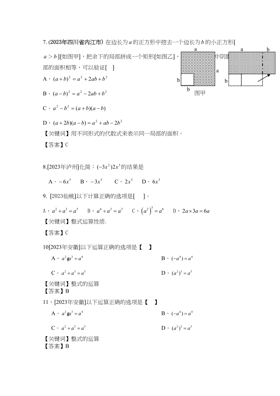 2023年中考数学试题分类汇编整式初中数学.docx_第2页