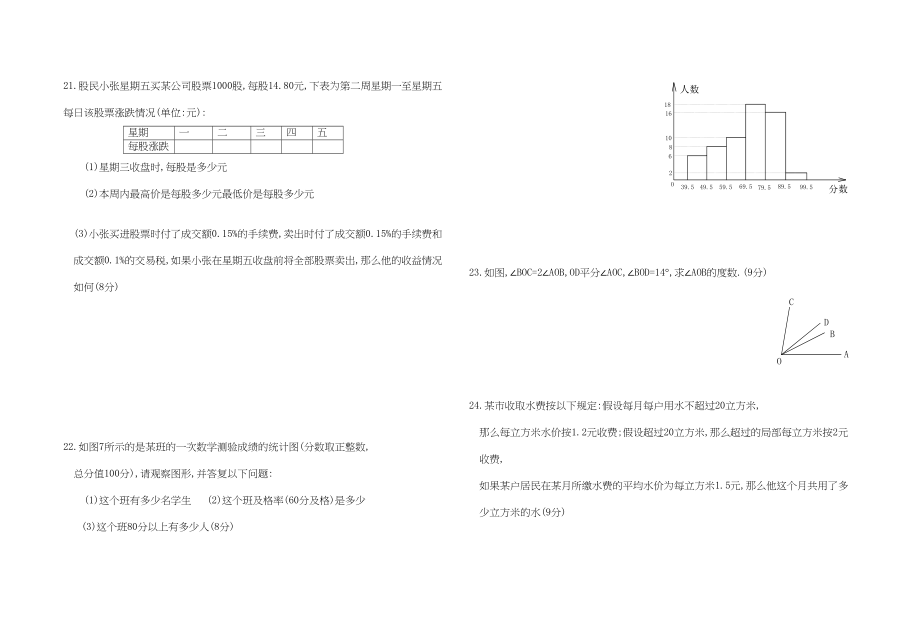 2023年七年级数学上学期期末达标测验题及答案人教版新课标.docx_第3页