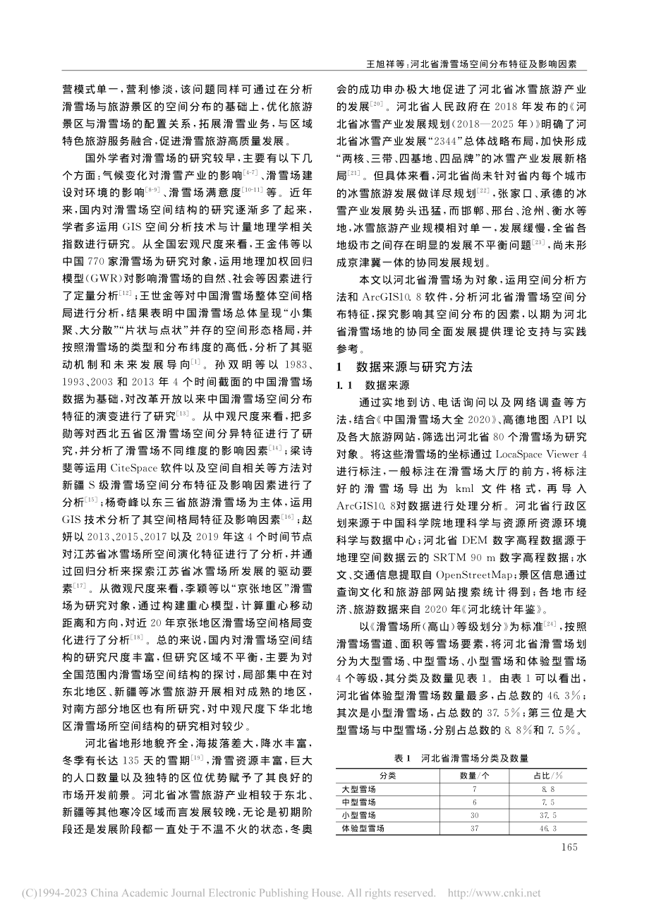 河北省滑雪场空间分布特征及影响因素_王旭祥.pdf_第2页