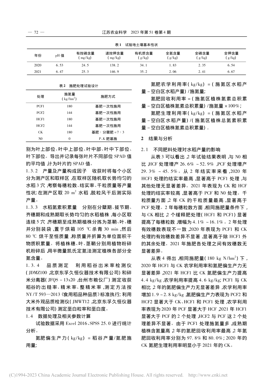 缓释肥一次性施肥在水稻上增产增效的农学基础研究_田文涛.pdf_第2页