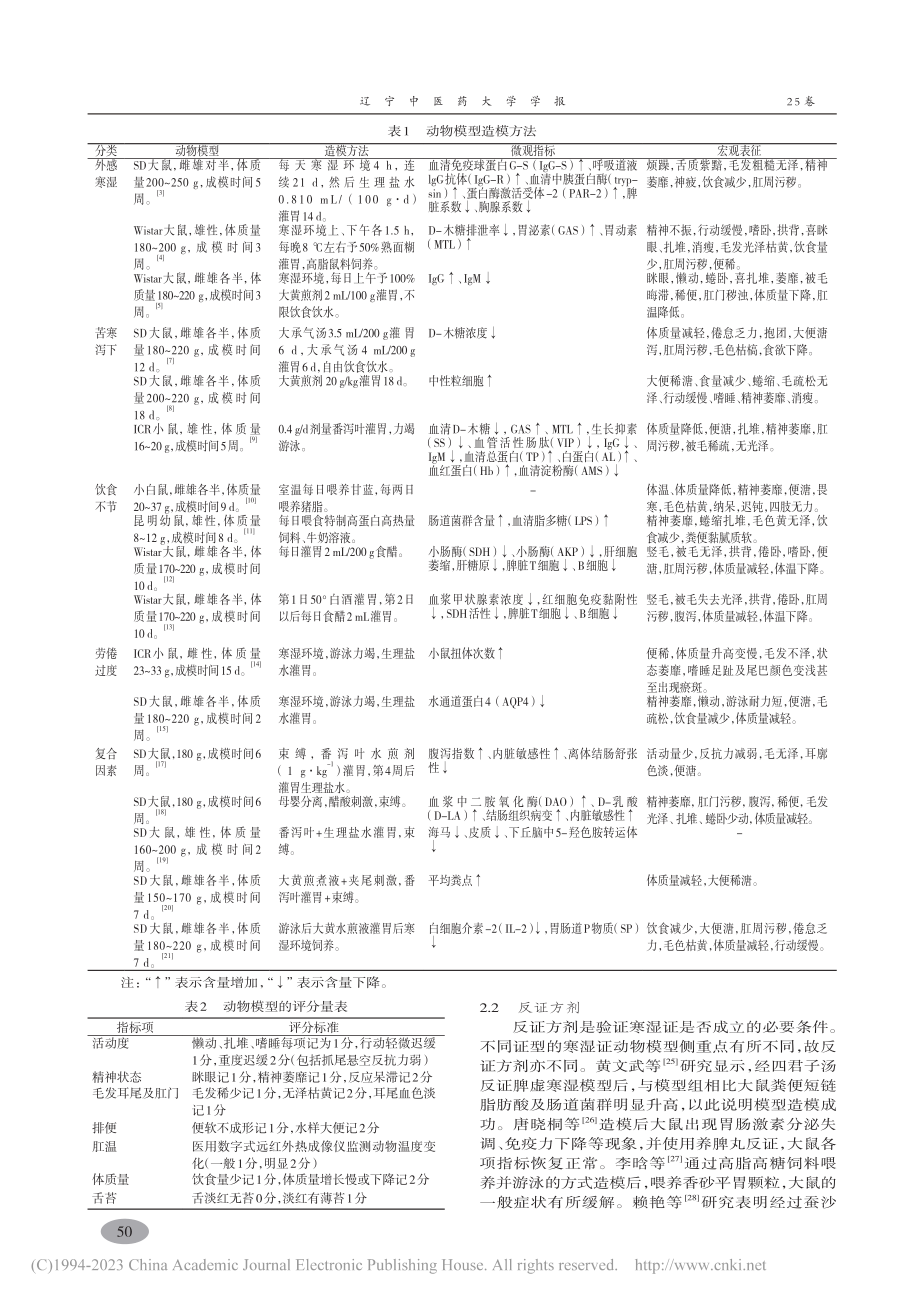 寒湿困脾证动物模型研究进展_孟岩.pdf_第3页