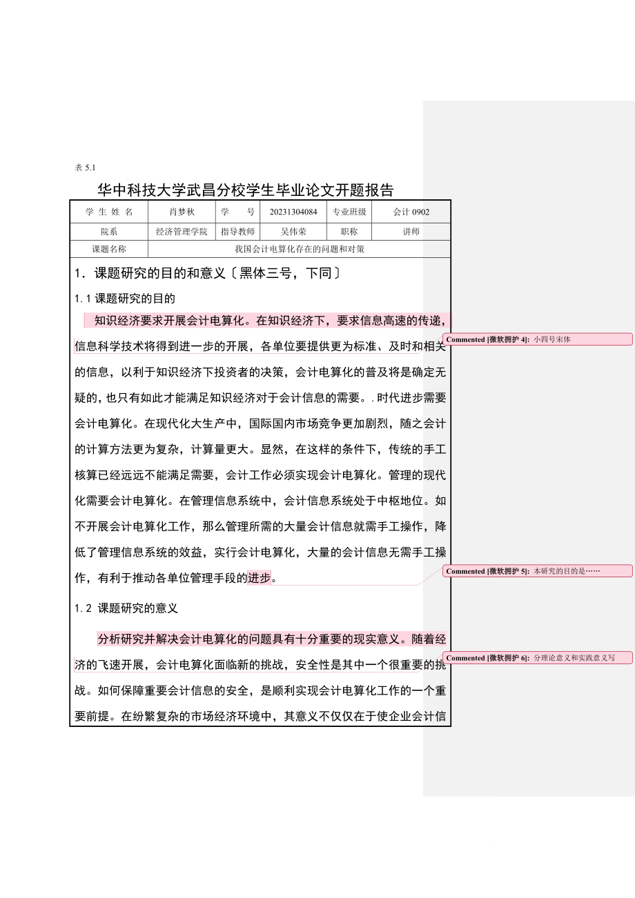 2023年肖梦秋开题报告和外文翻译我国会计电算化存在的问题和对策0131已改.doc_第3页